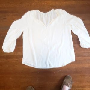 Long Sleeve Cream Blouse, elastic cuff